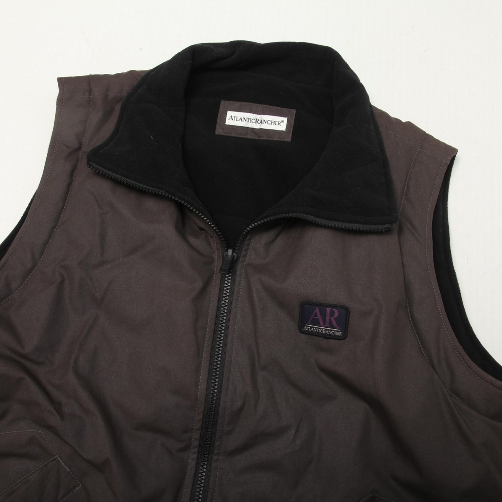AtlanticRancher Vest Mens Large Brown Full Zip Fleece Lined Insulated Puffer